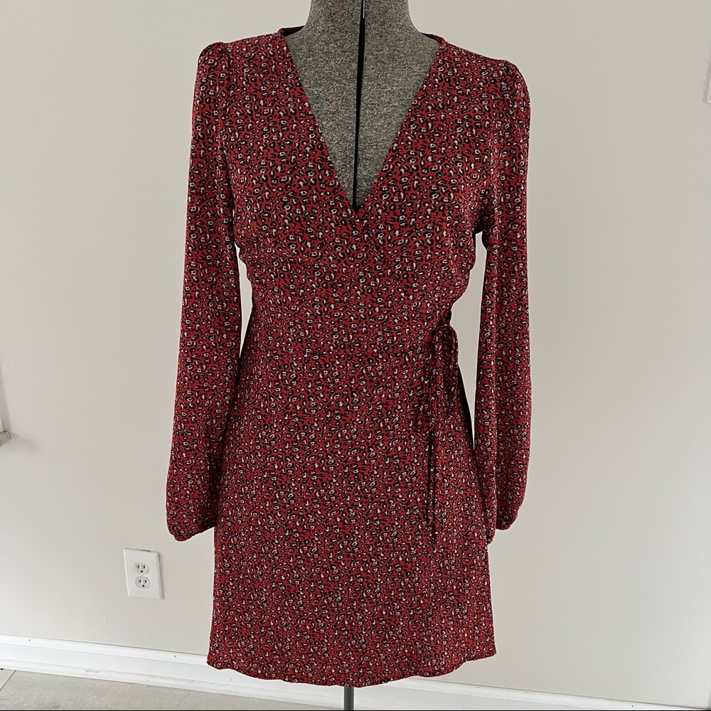 Wrap Dress with Black & White Print